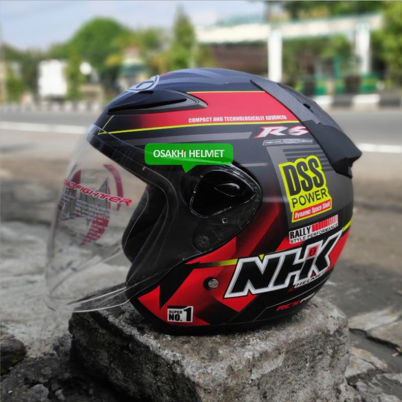 NHK R6 Rally Red Black Doff Merah Motif DSS Power- Professional Racing Helmet- Technology From Japan