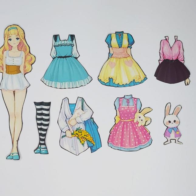 ｀➾ Bongkar pasang baju kertas magnet Dress up doll busy page Bunny Girl promo hari ini