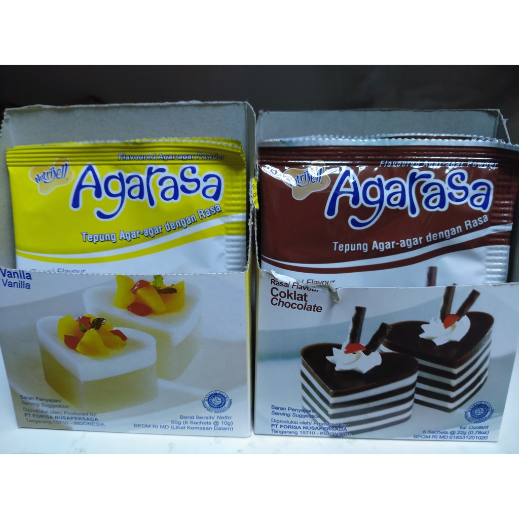 

Agarasa Vanila 10gr / Coklat 22gr (/lbr) Agar agar Nutrijell