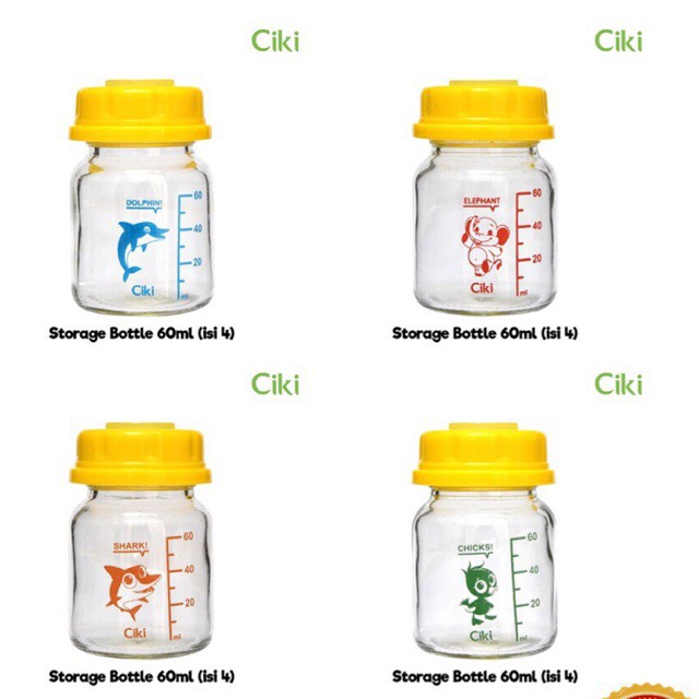 CIKI - STORAGE BOTTLE 60 Ml ISI 4 PCS / BOTOL ASI / FREE KANTONG ASI