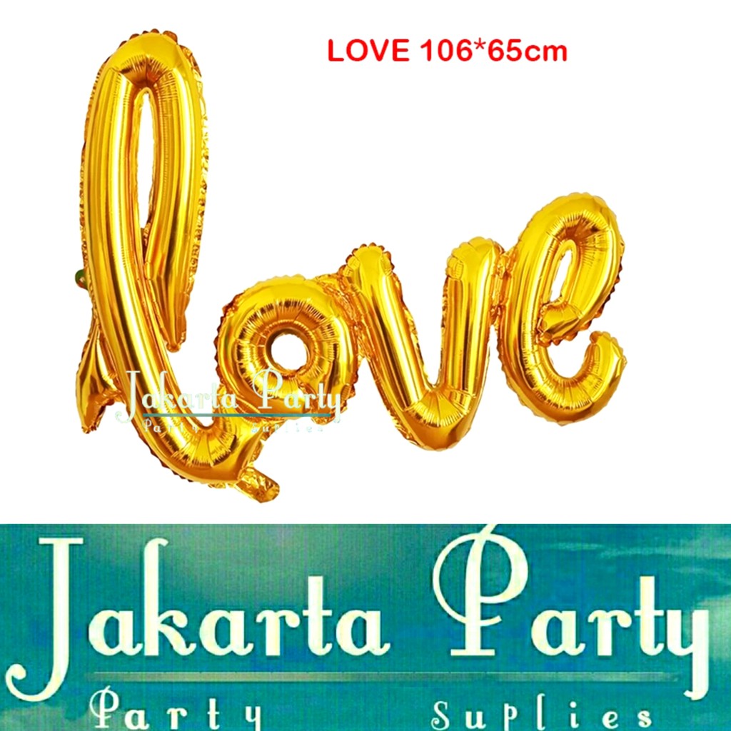 Balon Love Latin Gold Jumbo / Balon Foil Love Sambung / Balon Love