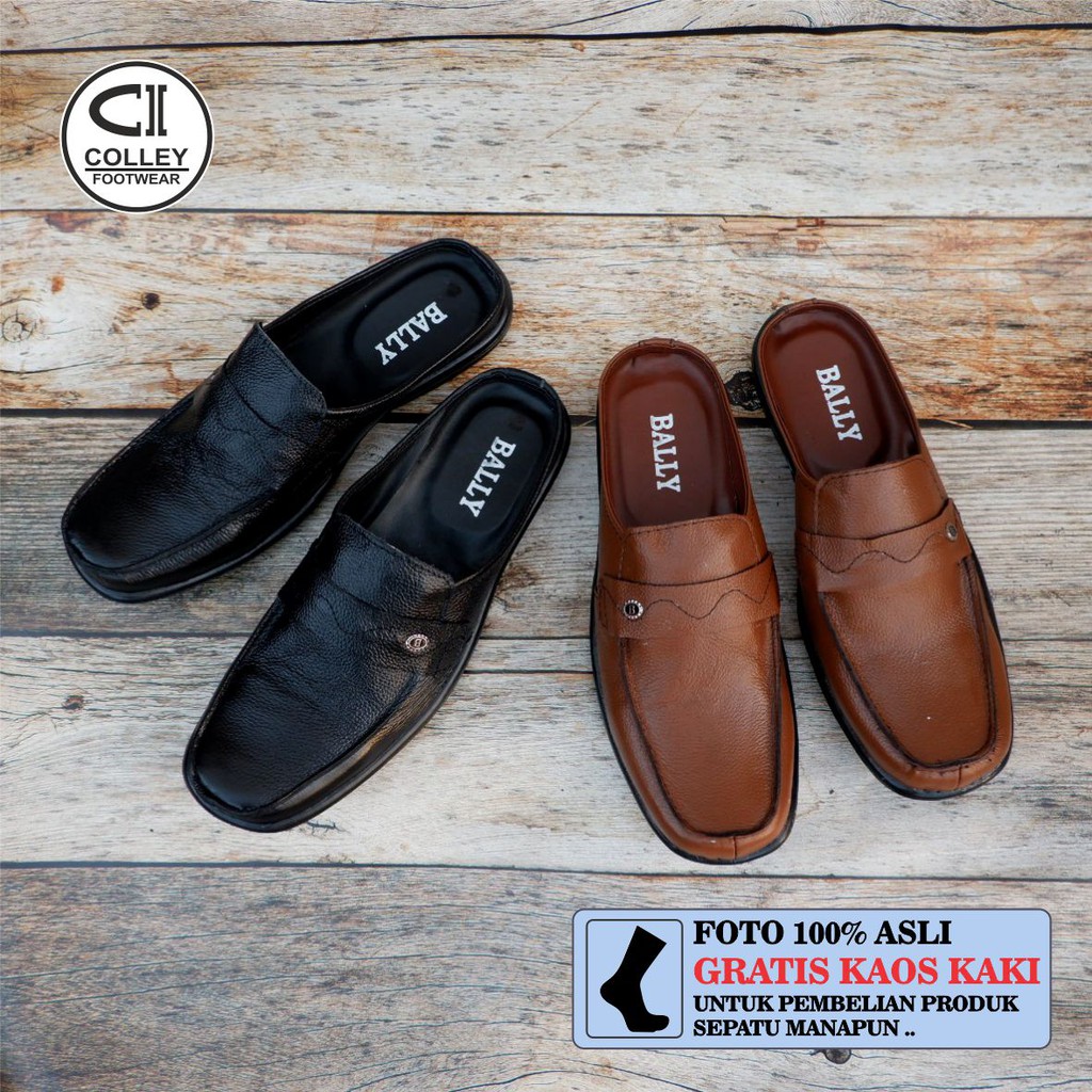 COD - SANDAL BUSTONG PRIA 100% KULIT ASLI / SLIDE / CASUAL LEATHER SLIDE CLY-BTG.004.P2