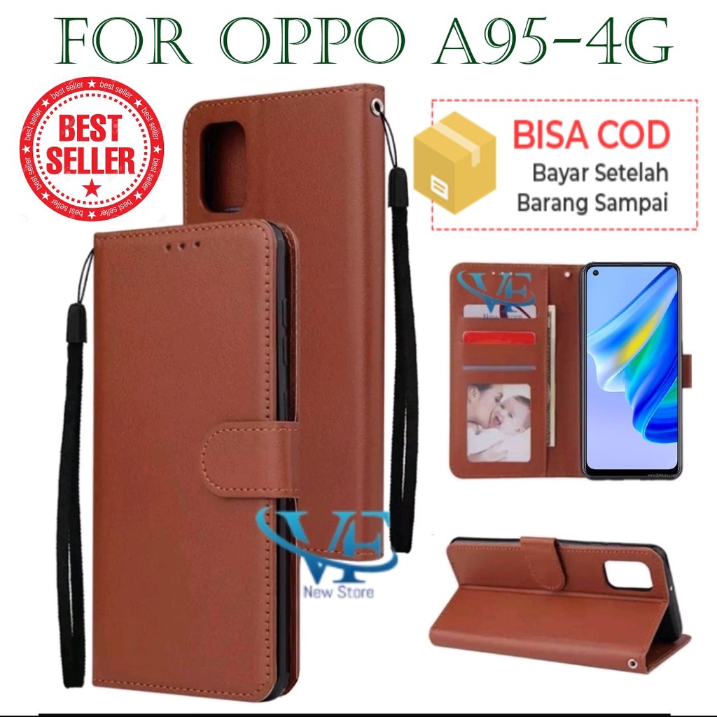 DOMPET HP UNTUK  OPPO A95-4G NEW / LEATHER FLIP CASE  OPPO A95- 4G NEW