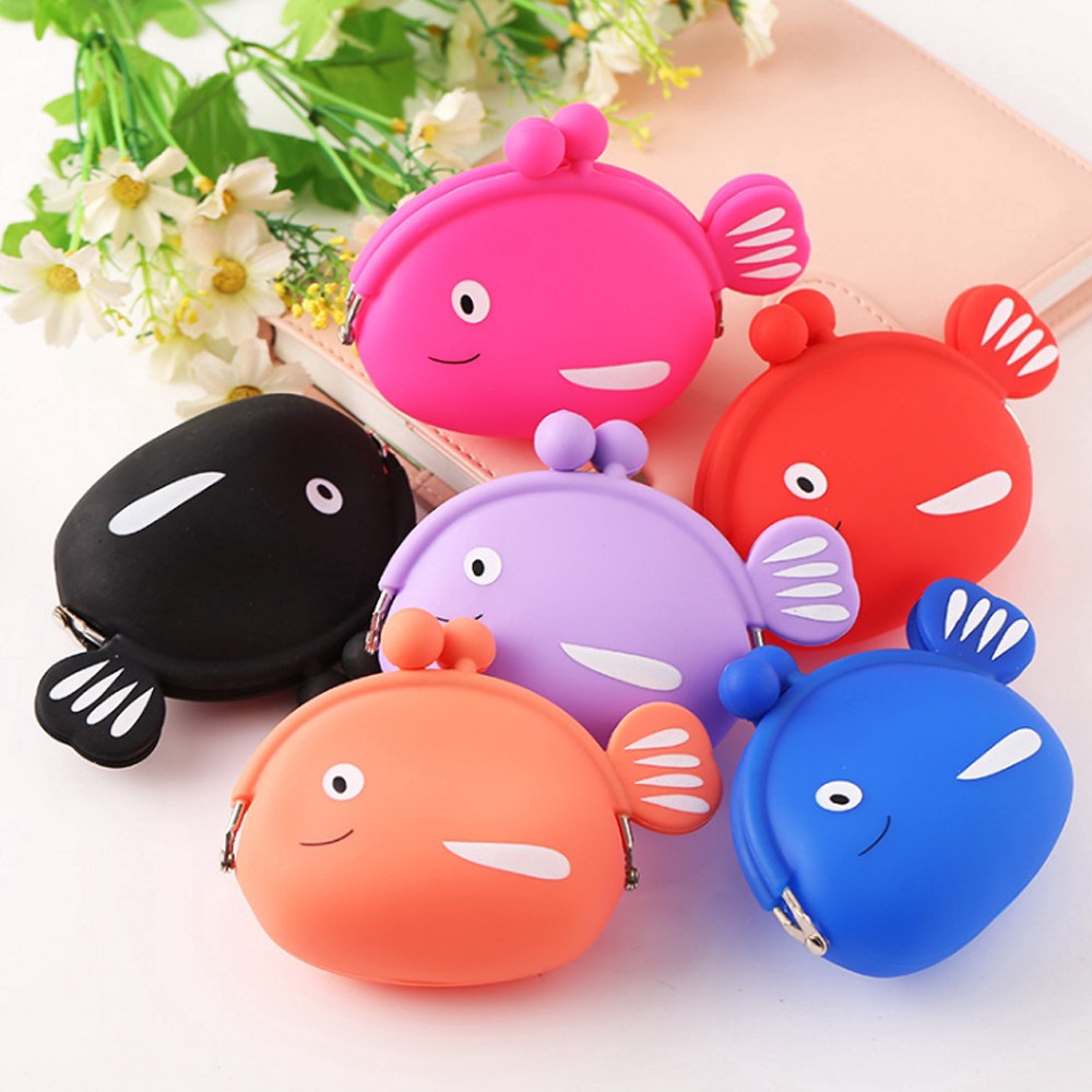 ❤️GTB❤️ D029 Dompet Koin karakter motif ikan Lucu Jelly Silicone wallet Coin Pouch Anti Air cod