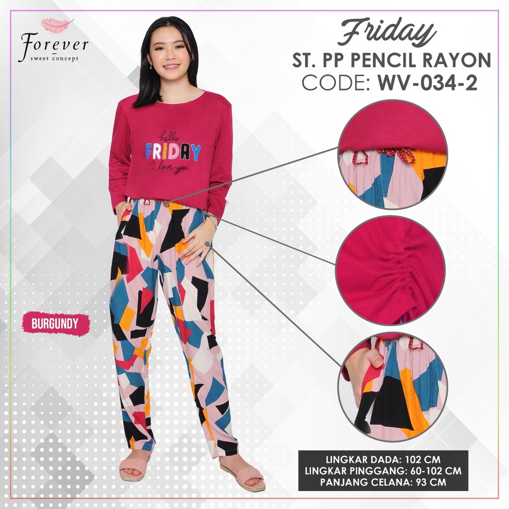 Baju Tidur Wanita PP Forever Sweet Daily One Set Lengan Panjang WV-0342