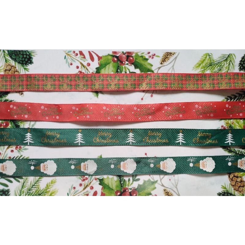 Pita grossgrain natal / christmas ribbon  2cm rol 10 yard