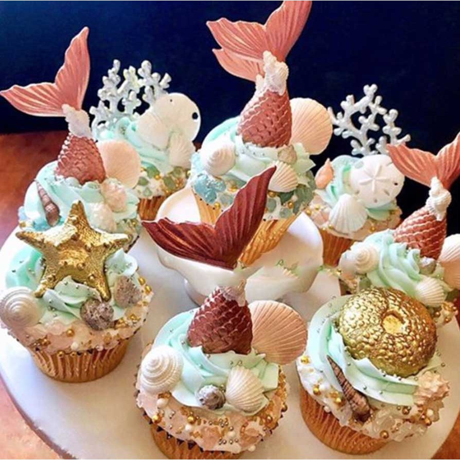 cetakan silikon mermaid ekor duyung import besar hocolate Fondant paket dekorasi kue import Gumpaste Pastry topper kupu kupu Ekor Ikan