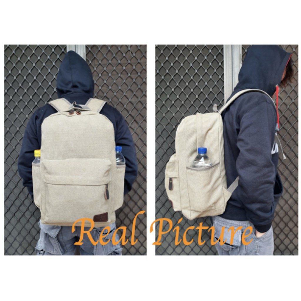 (PROMO) WYK10 Tas Ransel Kanvas Backpack Canvas Polos Tas Laptop Impor TKM