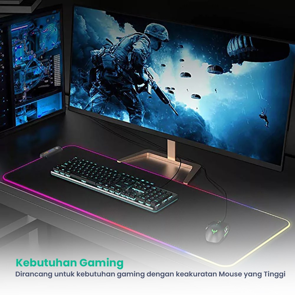 Mouse Pad Gaming RGB Besar Alas Anti Slip LED Light