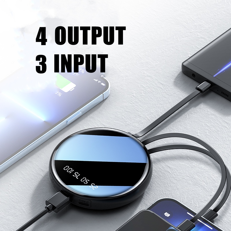 Mini Power bank Fast Charging Kapasitas Nyata Powerbank 20000mAh 3 input 4 output LED Power Display Mini Design cocok untuk  Xiaomi / OPPO / VIVO / Huawei / Samsung / IPHONE