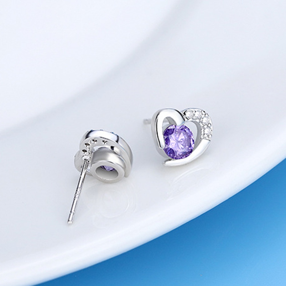 Hu Hu Hu Hu Hu Alat Bantu Pasang Kacamata♡ Anting Stud Cubic Zirconia Bentuk Hati Untuk Wanita