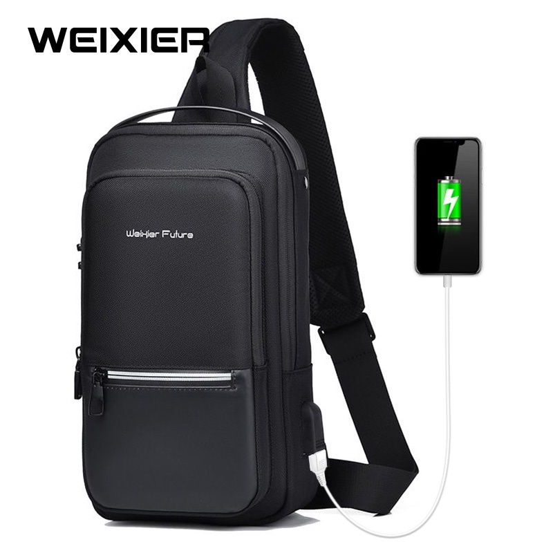 WEIXIER X303 Tas Selempang Pria Shoulder Bag USB Port Anti Maling WK-SBY