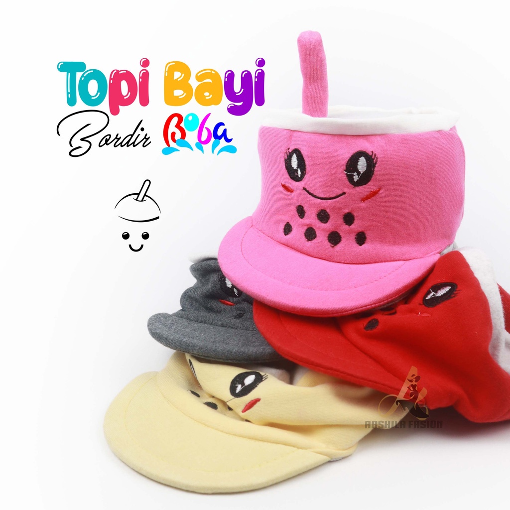 Topi Anak Boba Viral Terbaru Topi Motif Boba Bordir Nama Anak Custom