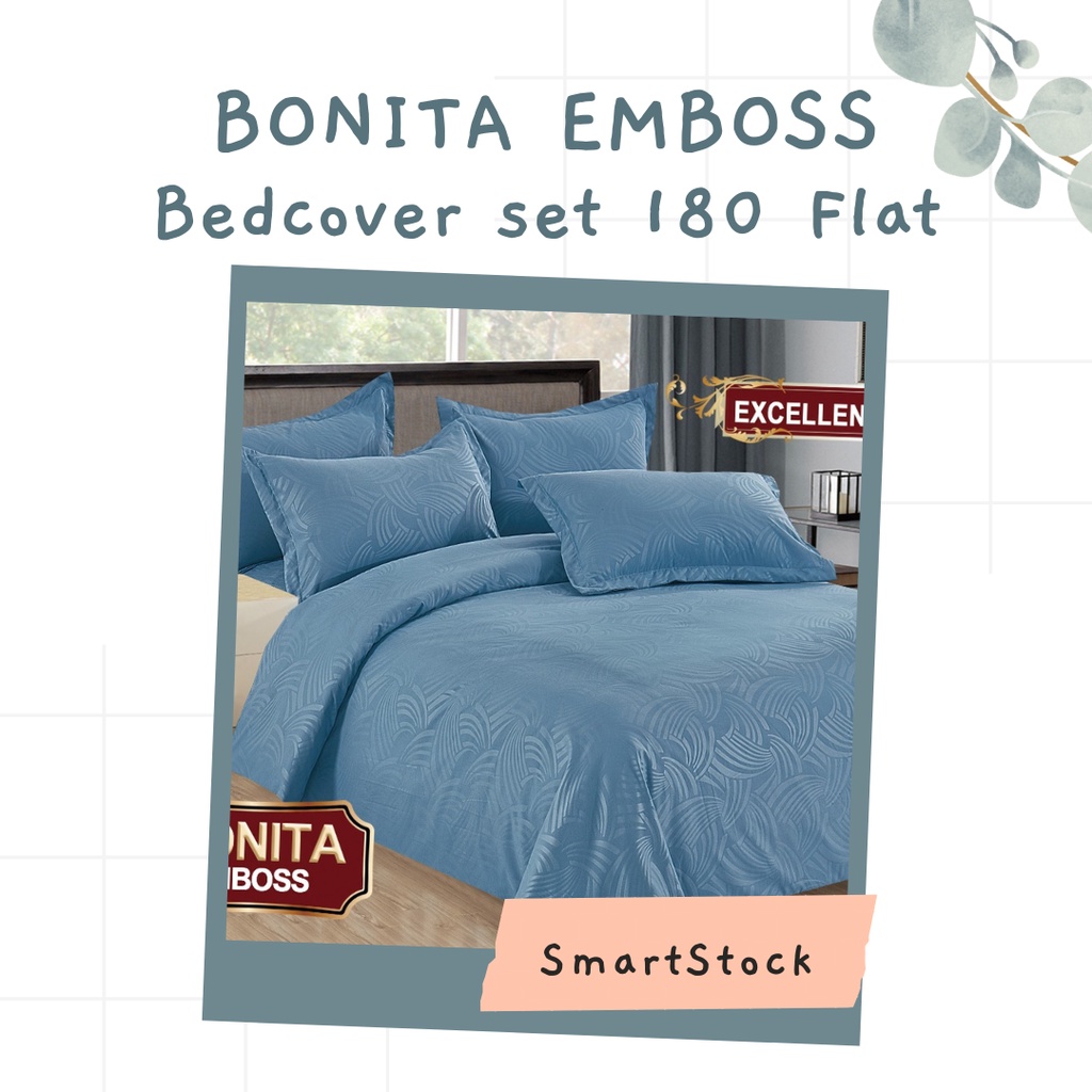 Ss Bedcover Set BONITA 180 POLOS EMBOSS Flat 180x200 Hotel King Size No 1 Bed Cover Mix Motif PART A