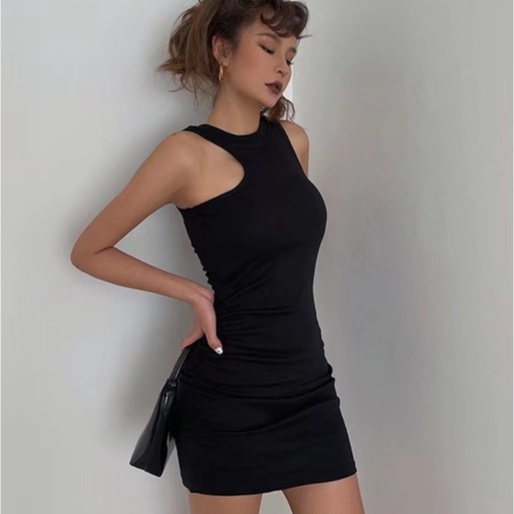 Mini Dress Sleeveless Bodycon Pakian Wanita Tanpa Lengan 1491 ( S-XL)