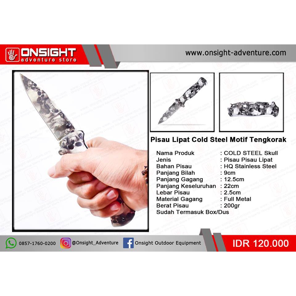 Pisau Lipat Cold Steel Motif Tengkorak