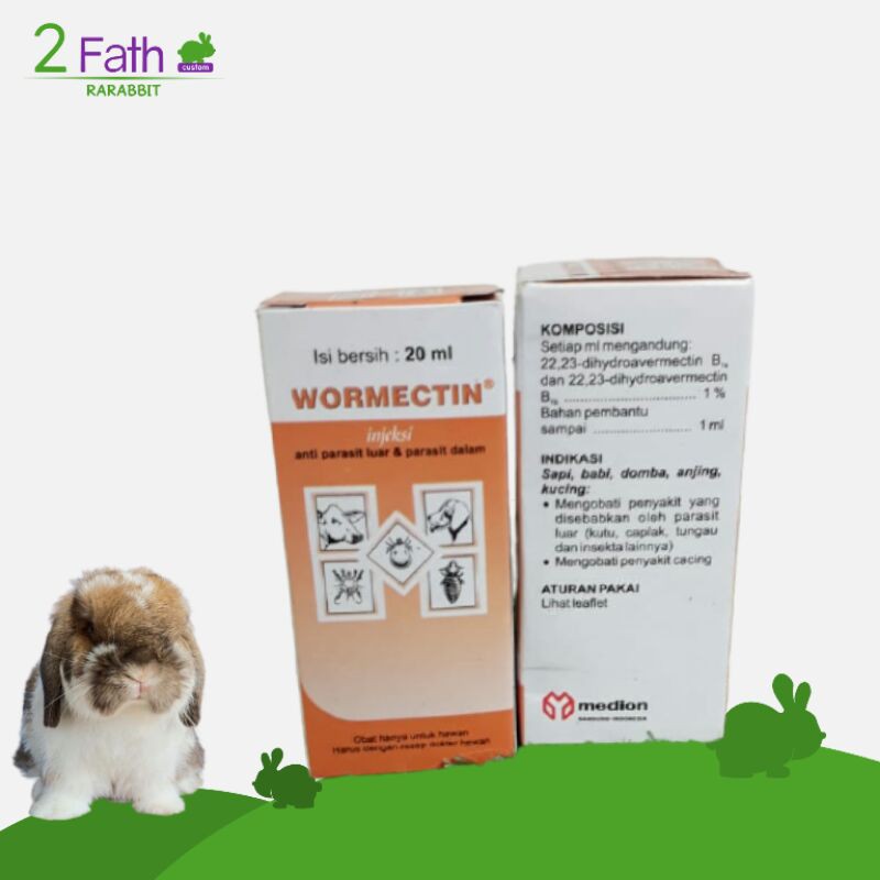 wormectin 20ml obat injeksi untuk kelinci kucing sapi domba gejala kurap scabies cacingan