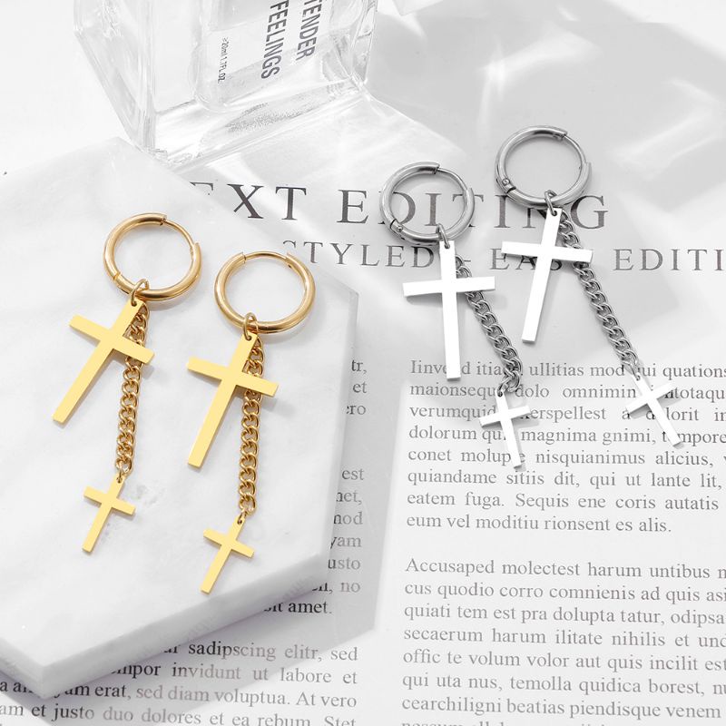 Anting Jurai Salib Model Hoop 1 pcs Untuk Pria dan Wanita