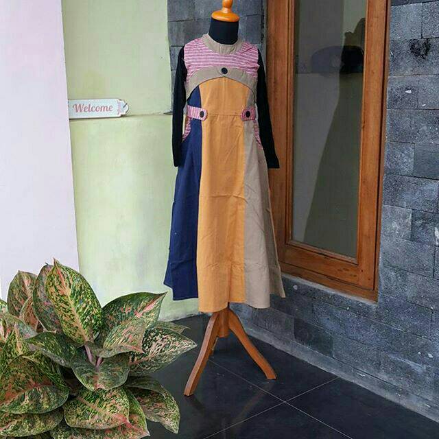 Gamis anak katun tebal + pashmina