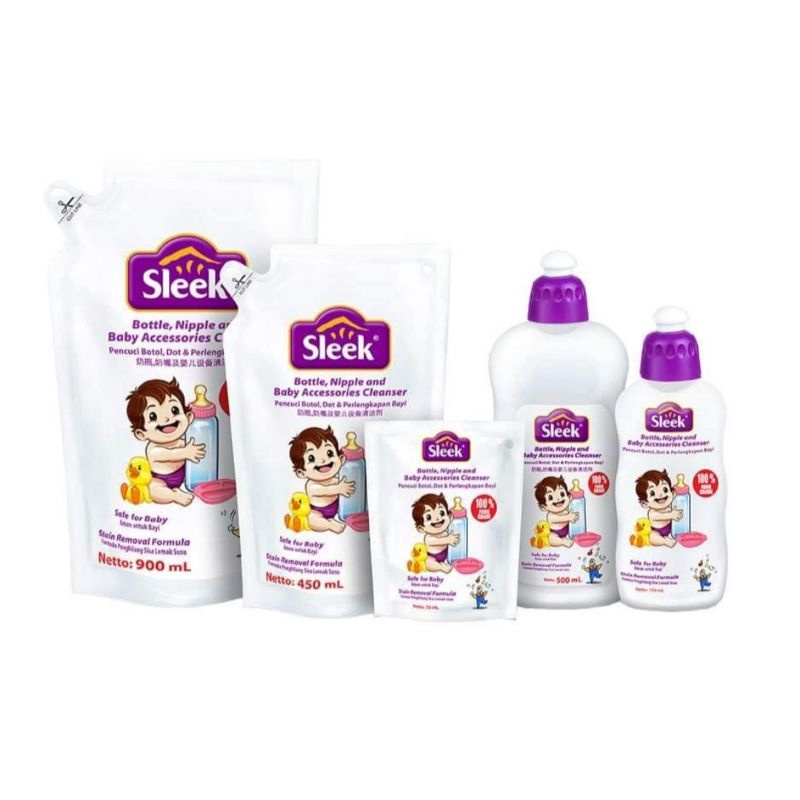 Sleek Baby Liquid Cleanser Botol, Nipple&amp; Accesories 70, 150, 450, 500, 900 ml Refill