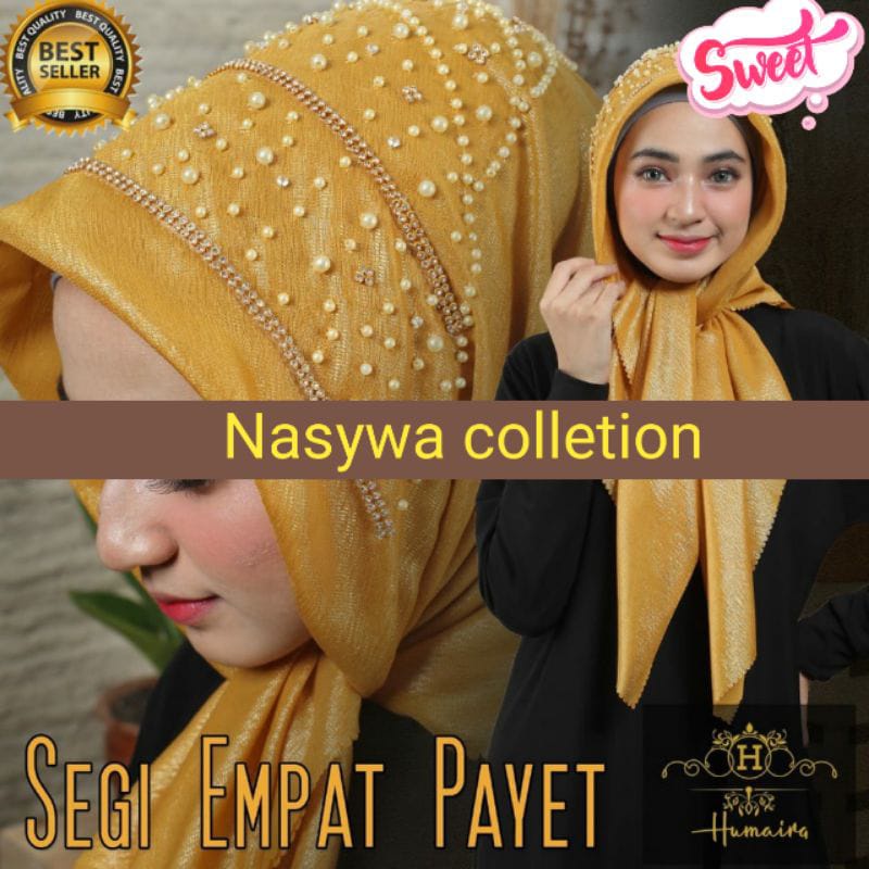 #NasywaScarf HiJAB SEGI EMPAT PAYET PESTA MUTIARA/KERUDUNG SEGI EMPAT PAYET PESTA MUTIARA