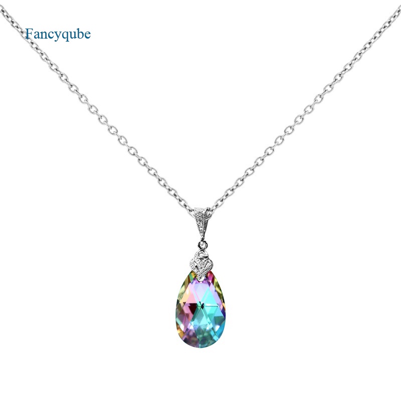Fancyqube Kalung Cubic Zirconia Bling Warna-Warni Untuk Wanita