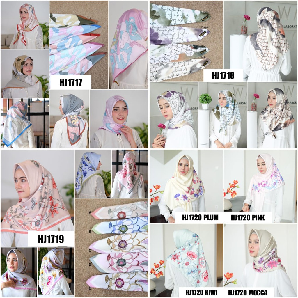 Jilbab Segiempat MURAH Hijab Segiempat Motif Bunga Polos