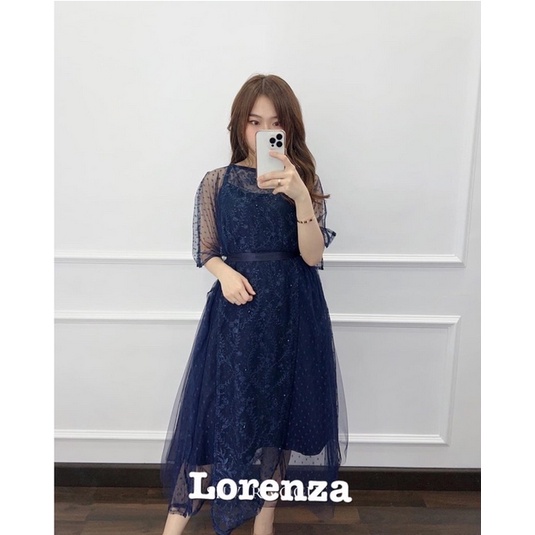 DRESS LORENZA FASHION PAKAIAN WANITA GAUN DRESS 2IN1 INNER DAN OUTER / ELOISE SET DRESS NATALAN / ELOISE