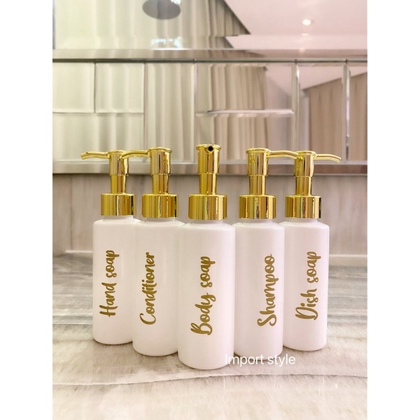 botol 100ml TRAVEL SIZE PUTIH  EXCLUSIVE GOLD KECIL . aesthetic bottle minimalist refill organizer tempat sabun cair pump estetik