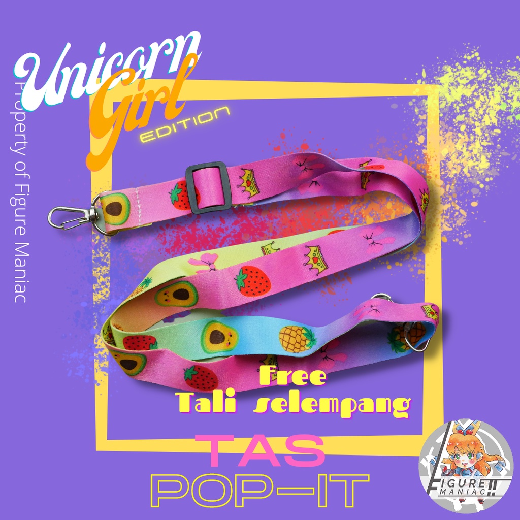 Tas Pop It Mini Unicorn Girl Sling bag edition premium import size 13 cm free tali selempang Tas Anak Tas Handphone Tas Mainan Anak Tas Sekolah