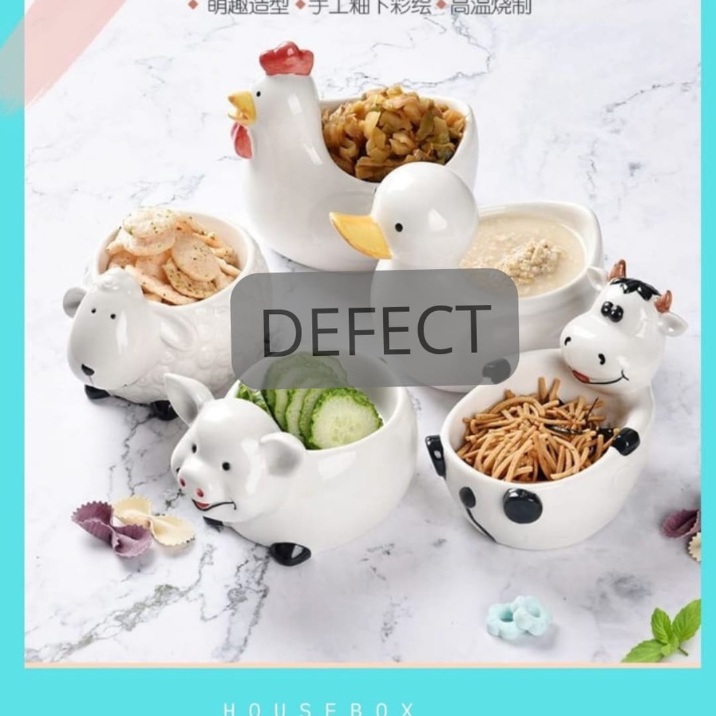 DEFECT MANGKUK KECIL MOTIF ANIMAL LUCU KERAMIK