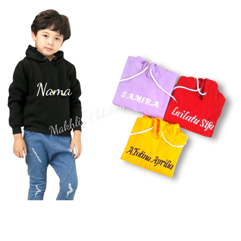 Sweater Anak Hoodie Bordir Nama Suka Suka