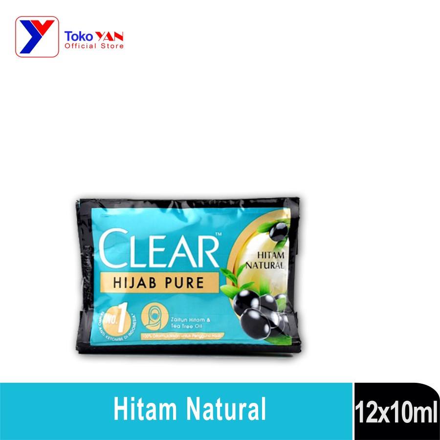 Clear Hijab Shampoo Pure Hitam Natural Sachet 12x10ml