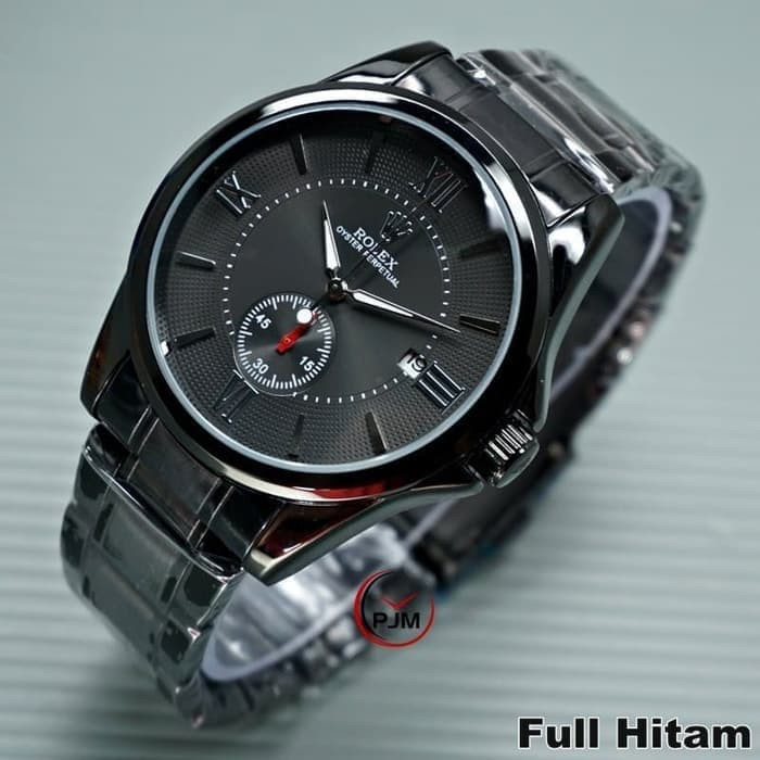 JAM TANGAN PRIA ROLEX OYSTER AUTOMATIC DETIK BAWAH BLACK