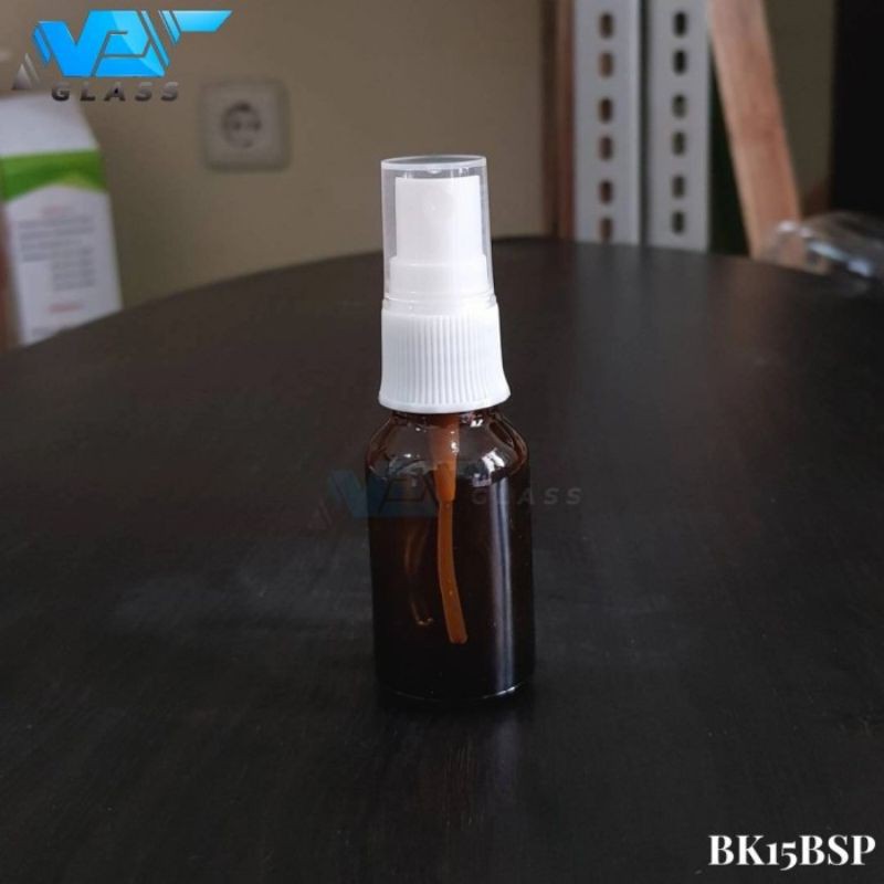 botol spray 15ml kaca coklat / amber - botol kaca 15ml tutup spray