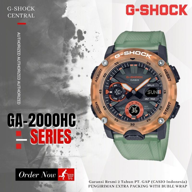 Jam Tangan Casio G-Shock Carbon GA-2000HC-3A 7A / Gshock GA-2000HC-3A Original Garansi Resmi 2 Tahun