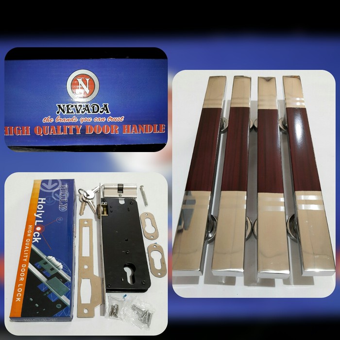 PAKETAN PINTU DOBEL - KUNCI PINTU 2 - GAGANG PINTU MINIMALIS