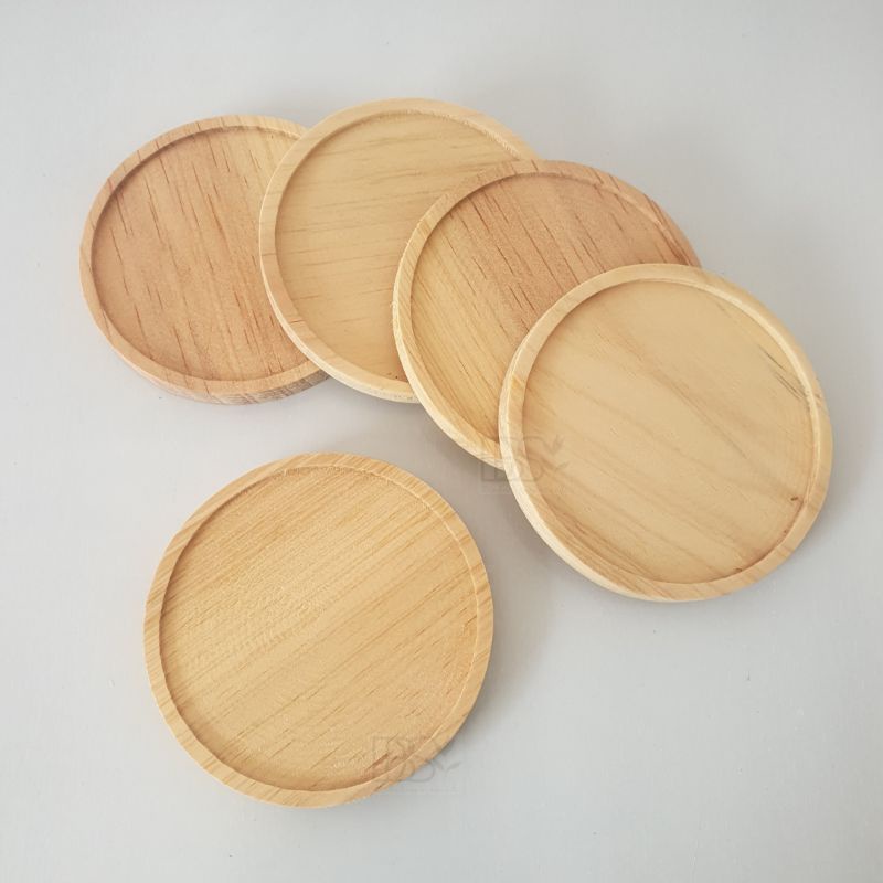 coaster kayu / tatakan lilin/ gelas kayu 10cm