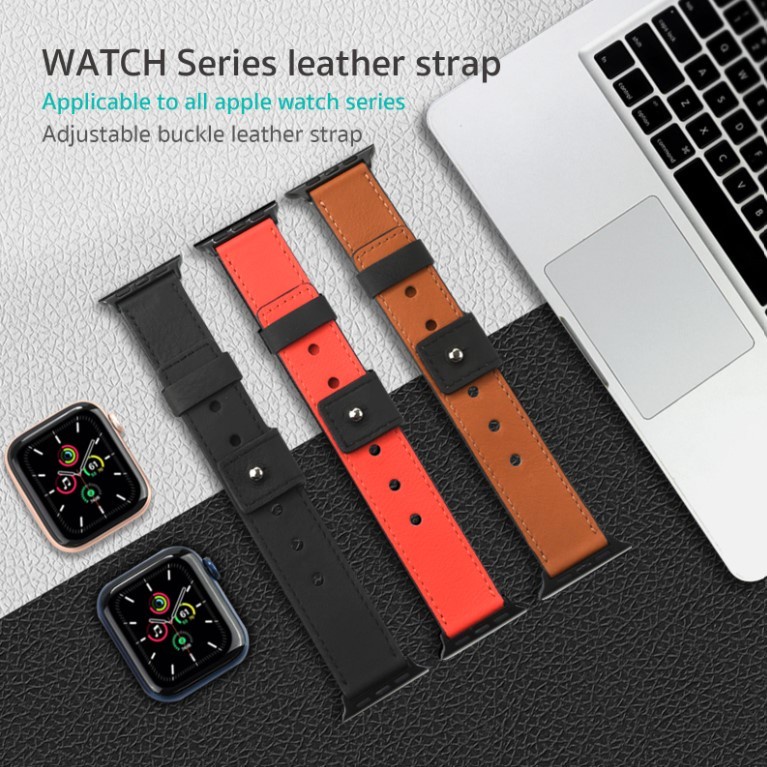 COTEetCI L-Lock Leather Watch Band for Apple Watch 1 2 3 4 5 6 7 &amp; SE