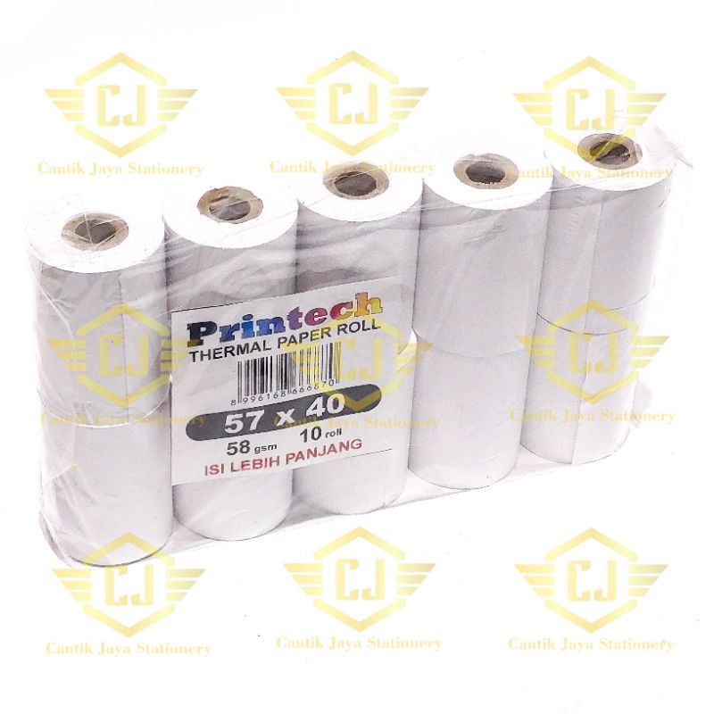 [1 Pak/10 Roll] PRINTECH 57x40 Thermal Paper Kertas Struk Kertas Kasir