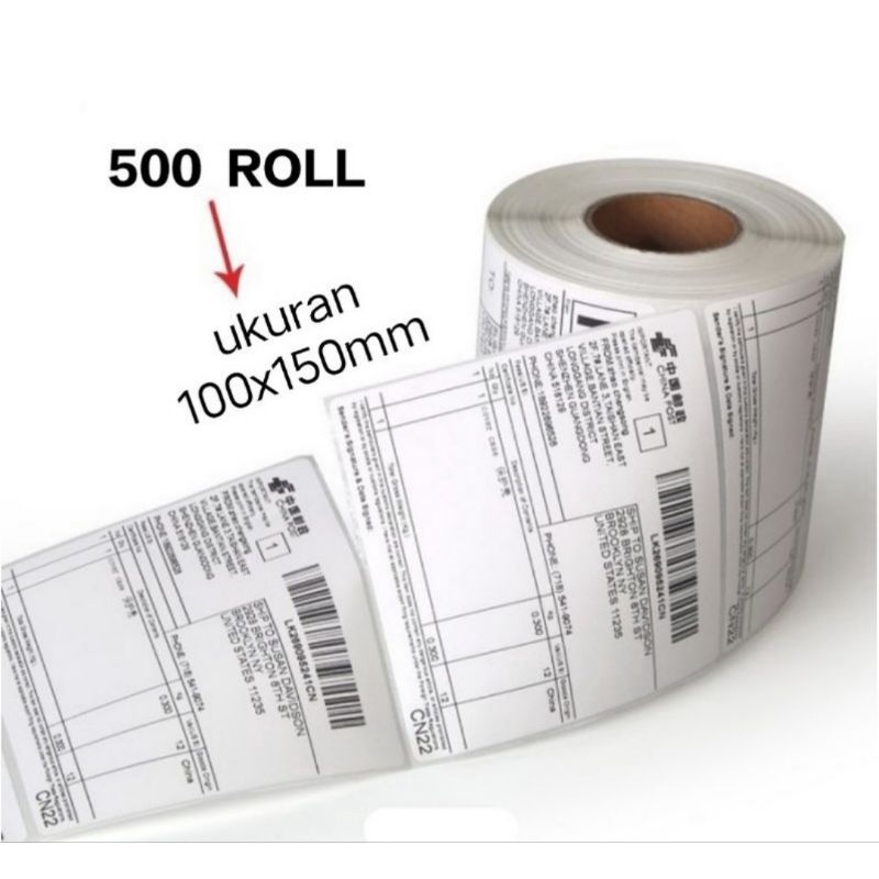 Kertas Thermal Label Stiker Printer Resi Barcode  100 x 150 Size A6 500 Pcs Label Stiker Receipt Thermal