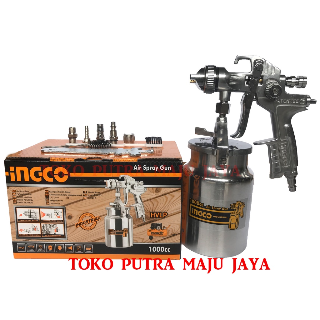 ASG2101 SPRAY GUN SEMPROTAN ANGIN CAT HVLP TABUNG BAWAH 1000cc INGCO