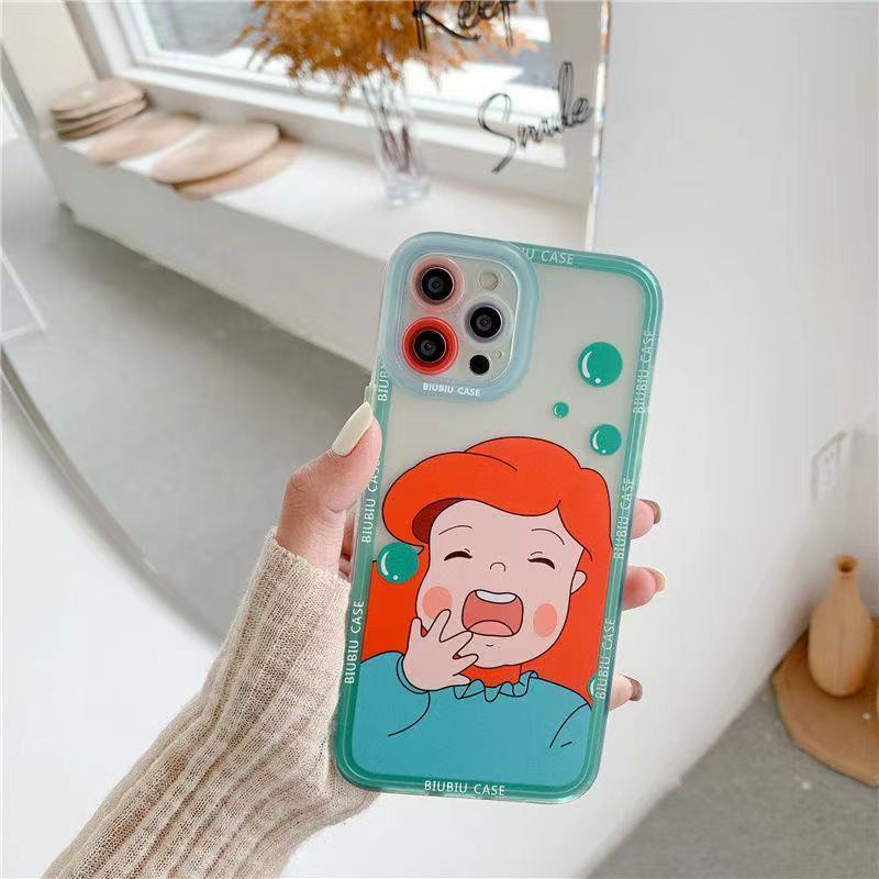 Case Bening Tahan Banting Desain Gadis Untuk Iphone 14 13 12 11 Pro X XR XS Max 6 6s 7 8 Plus Mini