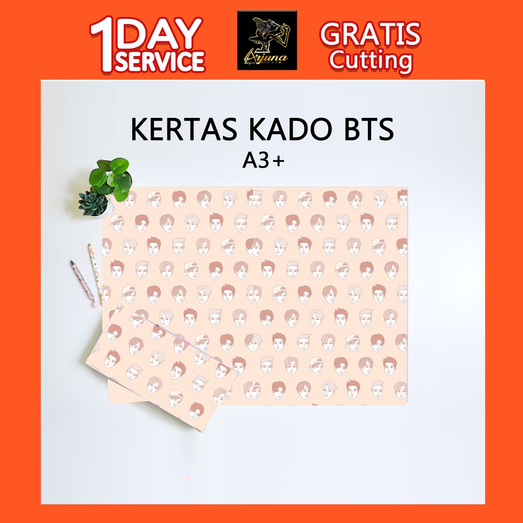 

Kertas Kado Custom Motif Lucu BTS Ukuran A3