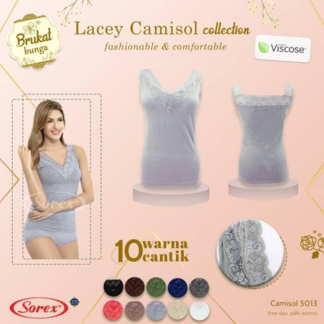 TANKTOP CAMISOL SINGLET SOREX 5013 RENDA VISCOSE LACEY  - SOREX KAMISOL RENDA SUPER LEMBUT BAHAN BAMBUU BAMBOO - ATASAN WANITA RENDA SOREX - CAMISOL BRUKAT BUNGA KATUN DINGIN - ARA98STOREr