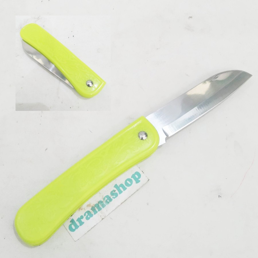 Pisau Lipat Kecil Mini Folding Knife Stainless Gagang Plastik Kecil