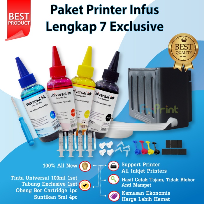 Paket CISS Lengkap Tabung Infus Modifikasi Hitam Premium Printer Epson Canon HP