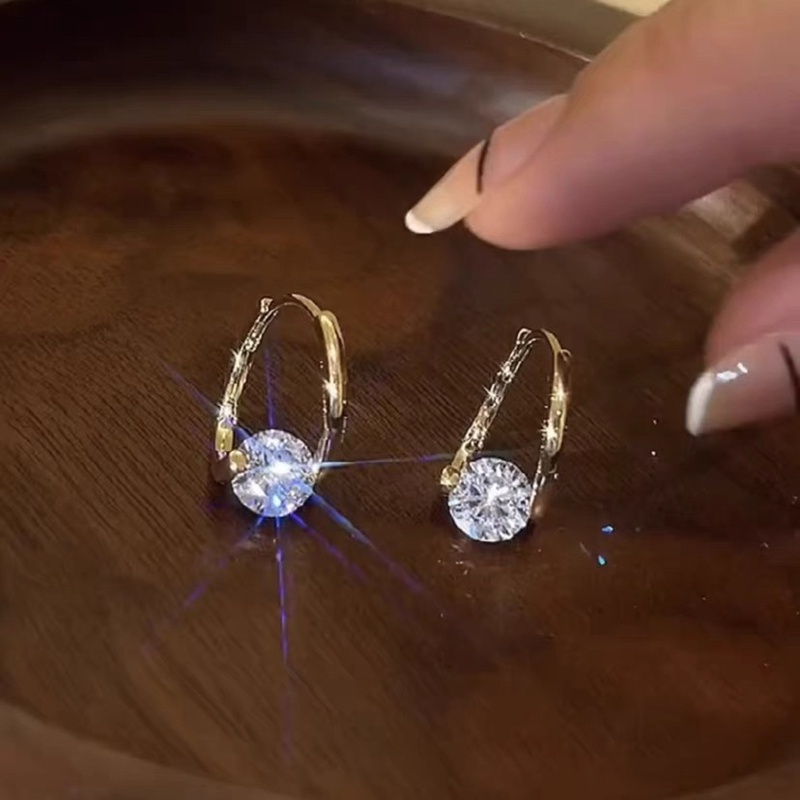 Anting Tusuk Zircon Kecil Model Silang Gaya Korea Untuk Wanita