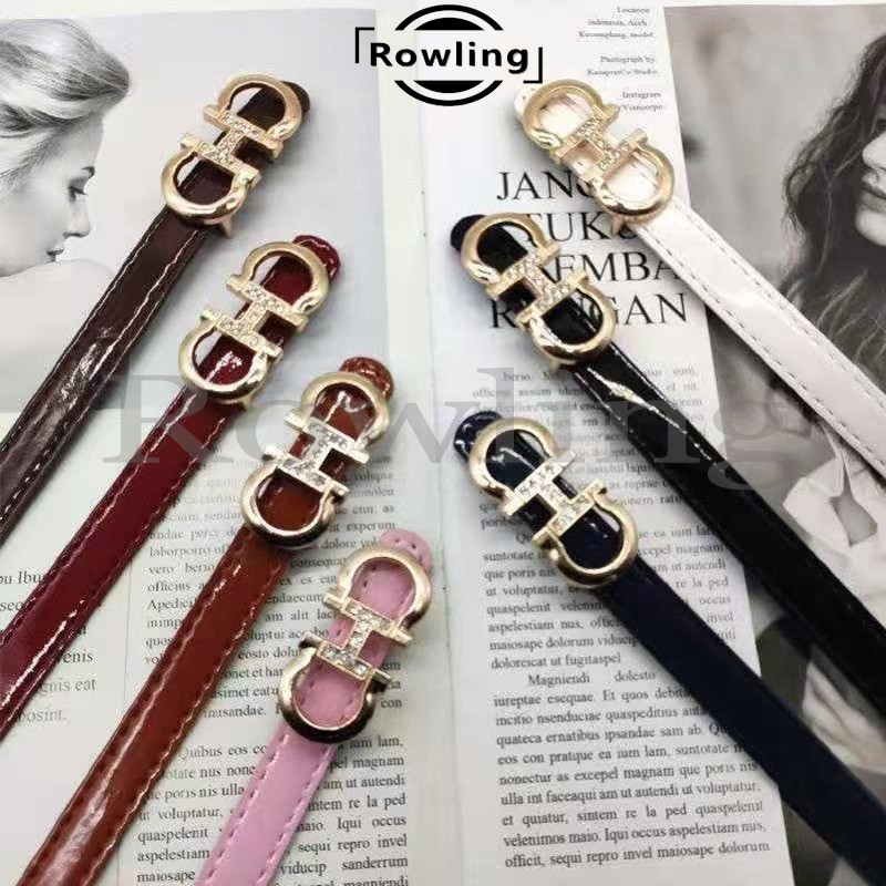 (Rowling)Ikat  Pinggang Wanita Polos THIN KECIL Fashion Kulit PU Gasper Sabuk Cewek Import