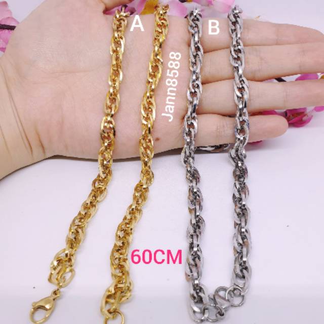 Kalung panjang besar titanium asli anti karat selamanya  pjg60Cm KP-40